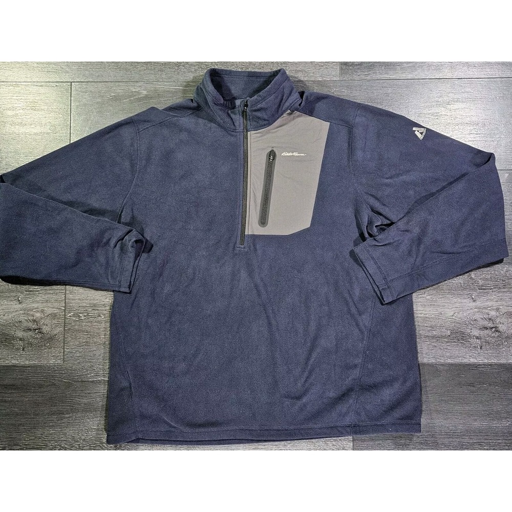 Eddie Bauer First Ascent Cloud Layer Hybrid Fleece Men 2XL Bkue 1/4 Zip Hiking